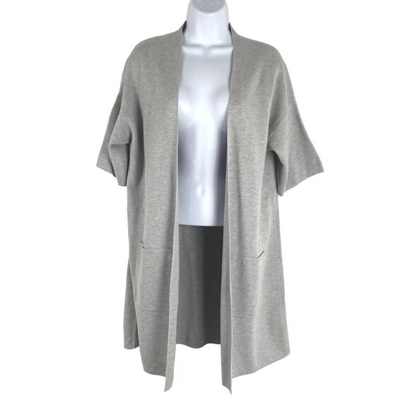 Eileen Fisher Open Cardigan Sweater Small Organic Cotton Blend Gray CJ-1391 - Picture 1 of 7